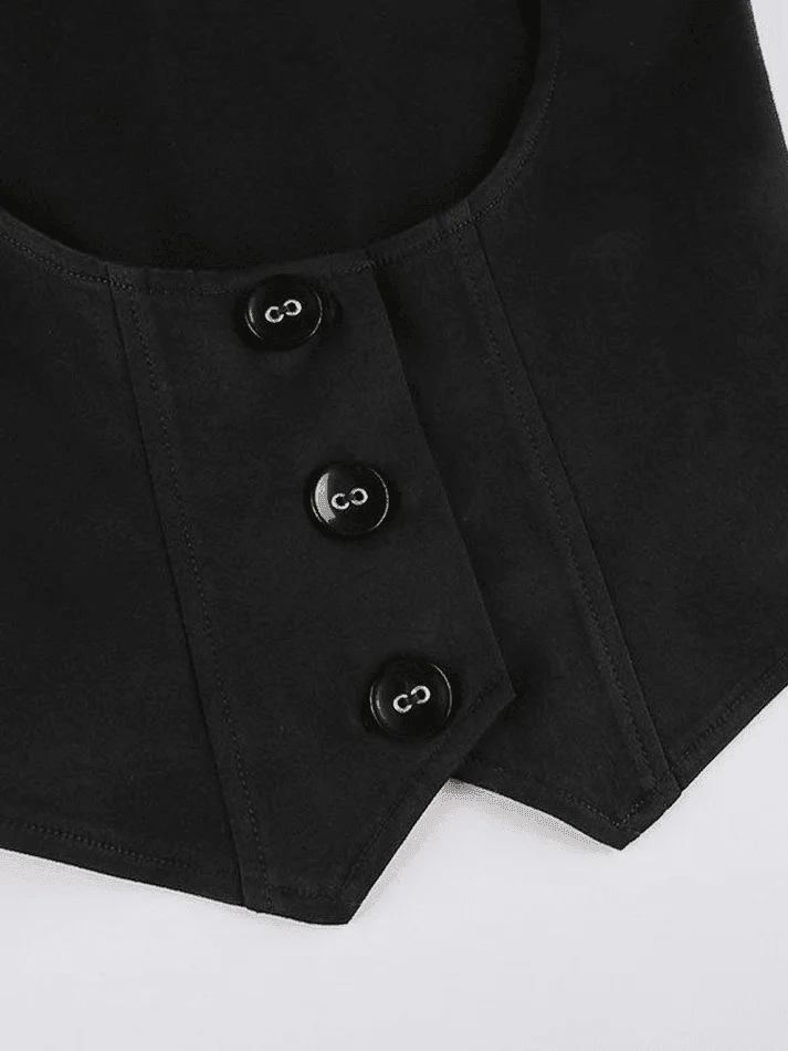 Brownm Button Down Strap Corset Top