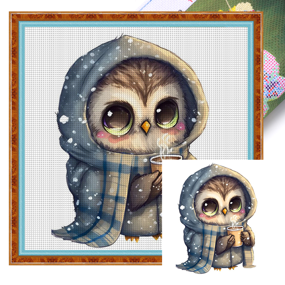 Owl Full 18CT Pre-stamped Canvas(20*20cm) Cross Stitch