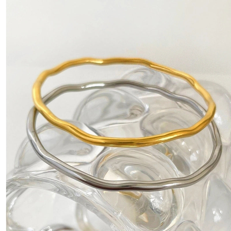 Retro Classic Style Geometric 316L Stainless Steel  18K Gold Plated Bangle In Bulk