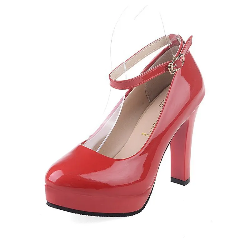 Breakj Breakj Leather High Heel Professional OL Waterproof Table Shallow Single Shoes Women's High Heels Women's High-Size Shoes Fine High Heel