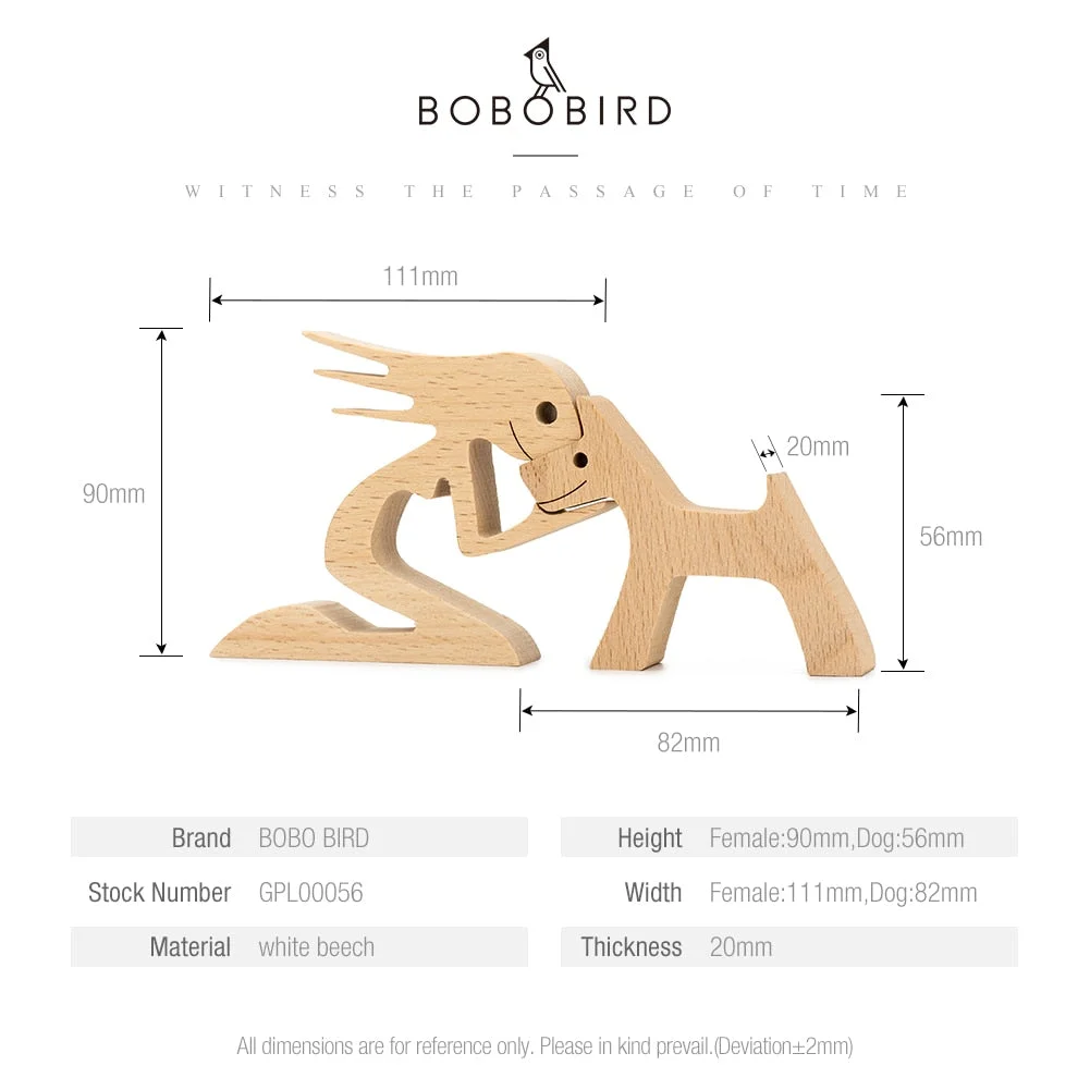 Puppy Family Wood Dog Carving Ornaments Decoration Home Decor Figurine Desktop Table Ornament Sculptures For Dog Pet Lover Gifts