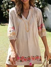 Embroidered Half Sleeves Mini Dress