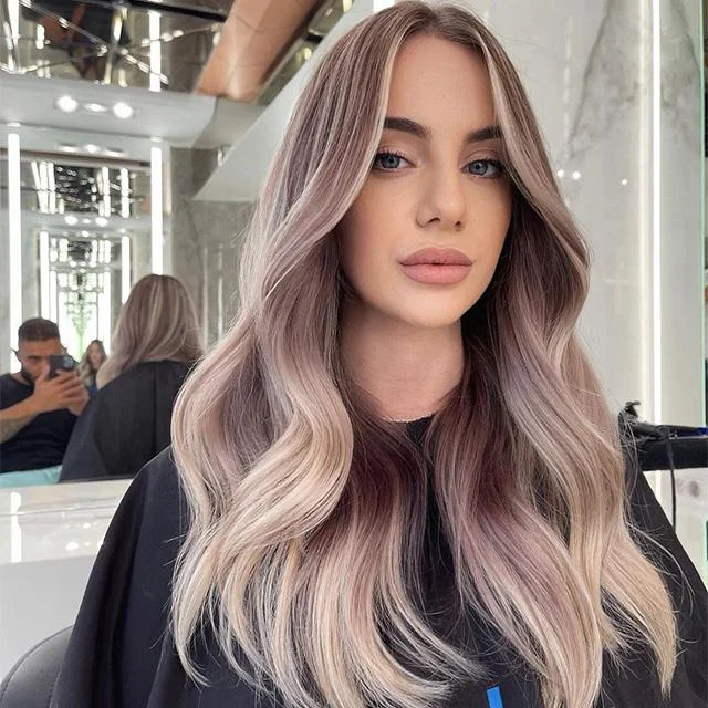Long Wavy Wigs Middle Part for Daily Party Use ELCNEPAL