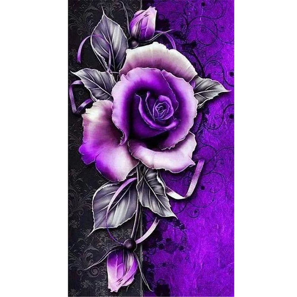 Purple Flowers - Full Round - Diamond Painting(45*85cm)