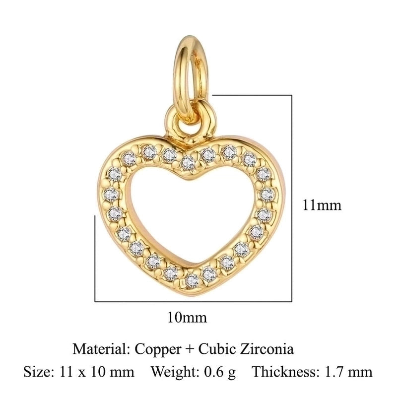 3 Pieces Sweet Pentagram Heart Shape Copper Plating Inlay Zircon 18k Gold Plated Charms Jewelry Accessories