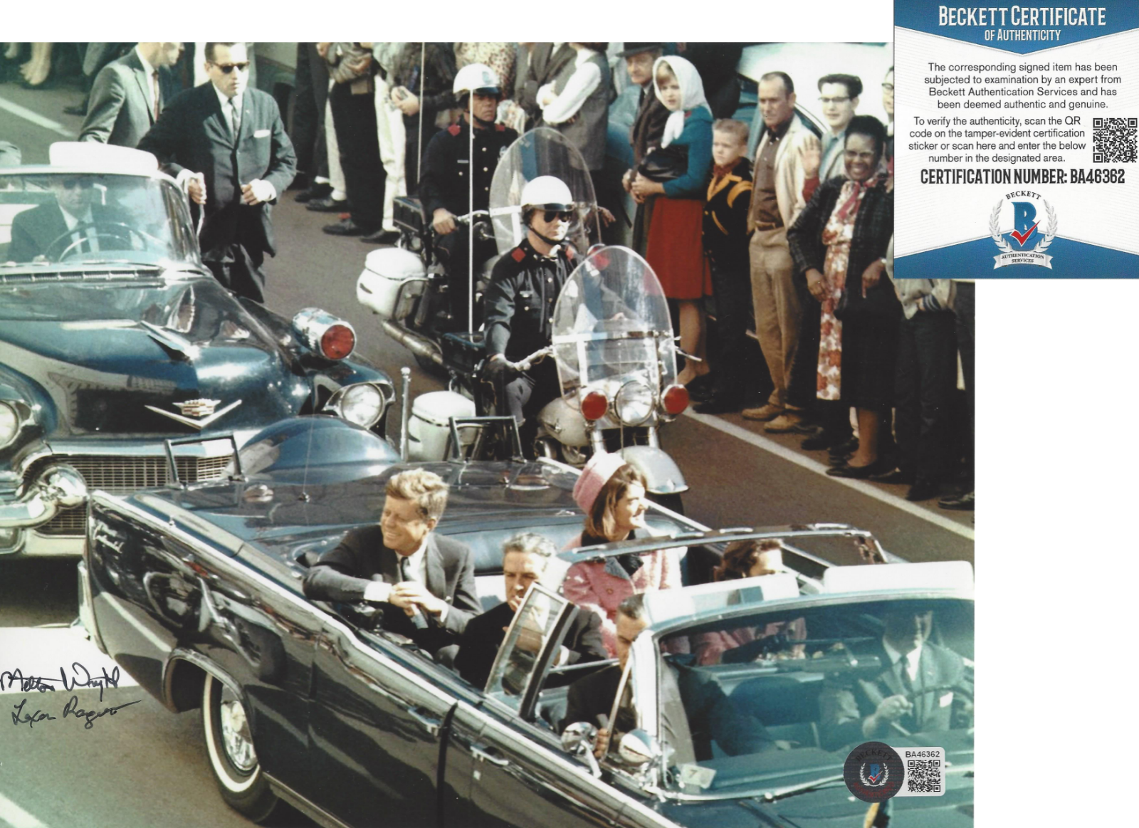 MILTON T. WRIGHT JFK DEATH MOTORCADE DRIVER SIGNED 8x10 Photo Poster painting BECKETT COA BAS