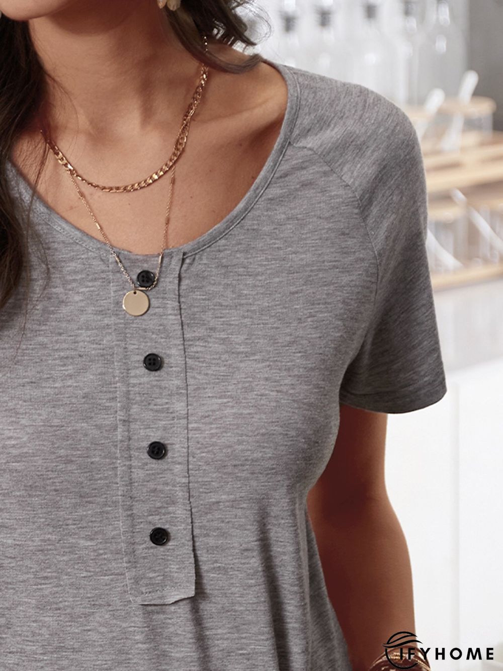 Cotton Casual Bateau/boat Neck T-shirt | IFYHOME