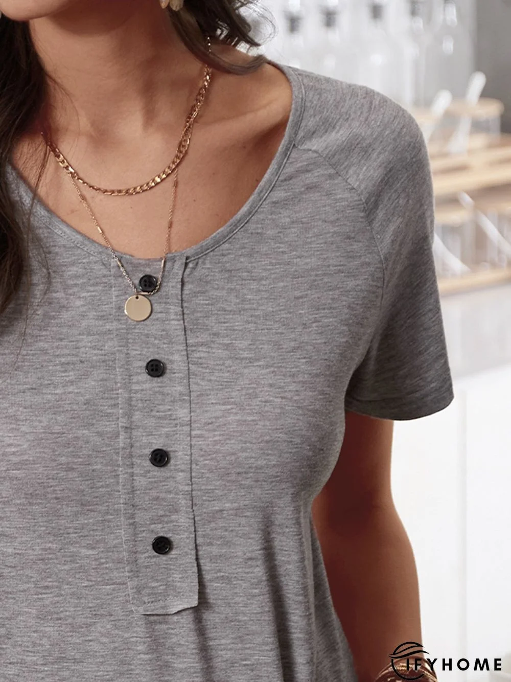 Cotton Casual Bateau/boat Neck T-shirt | IFYHOME