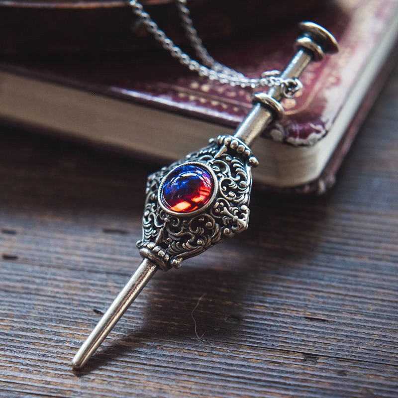 Blood Alliance Couple Necklace Sterling Silver Dragon's Breath Stone Pendant