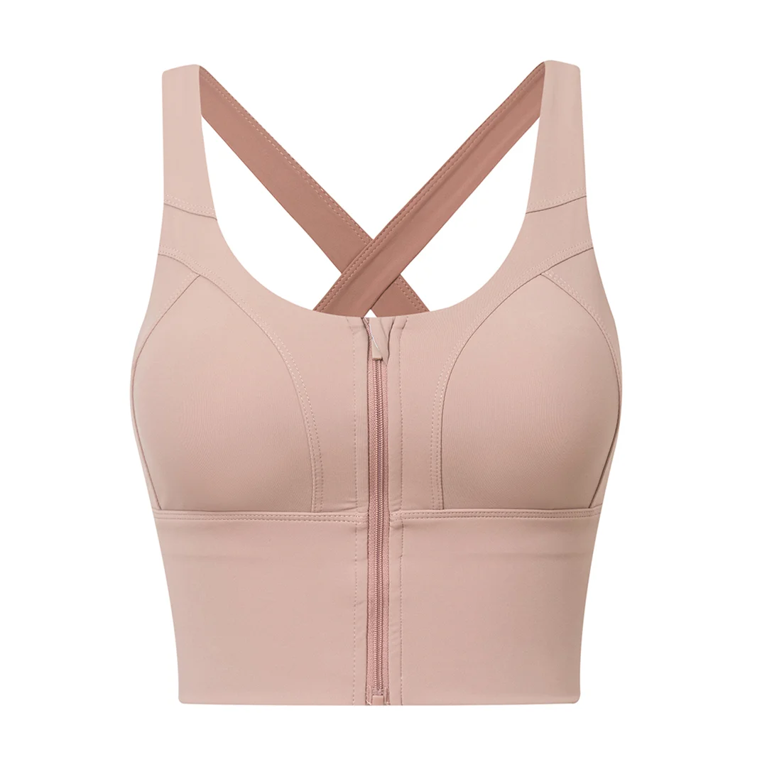 Solid Full Cup Zip Sports Bra