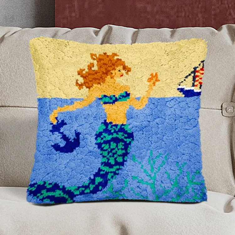 Beautiful Mermaid Pillowcase Latch Hook Kits for Beginners Ventyled