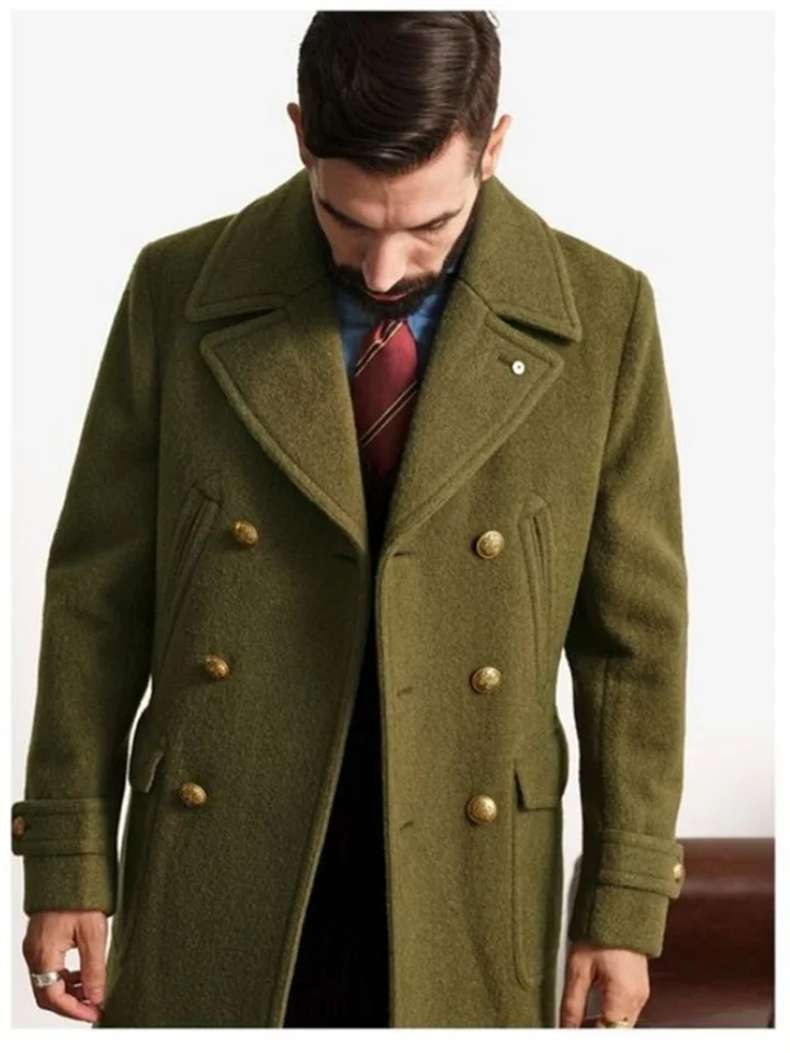 Autumn and Winter Jacket Coat Men's Fashion Solid Color Tweed Material Side Seam Insert Pocket Jacket Men's Clothing
