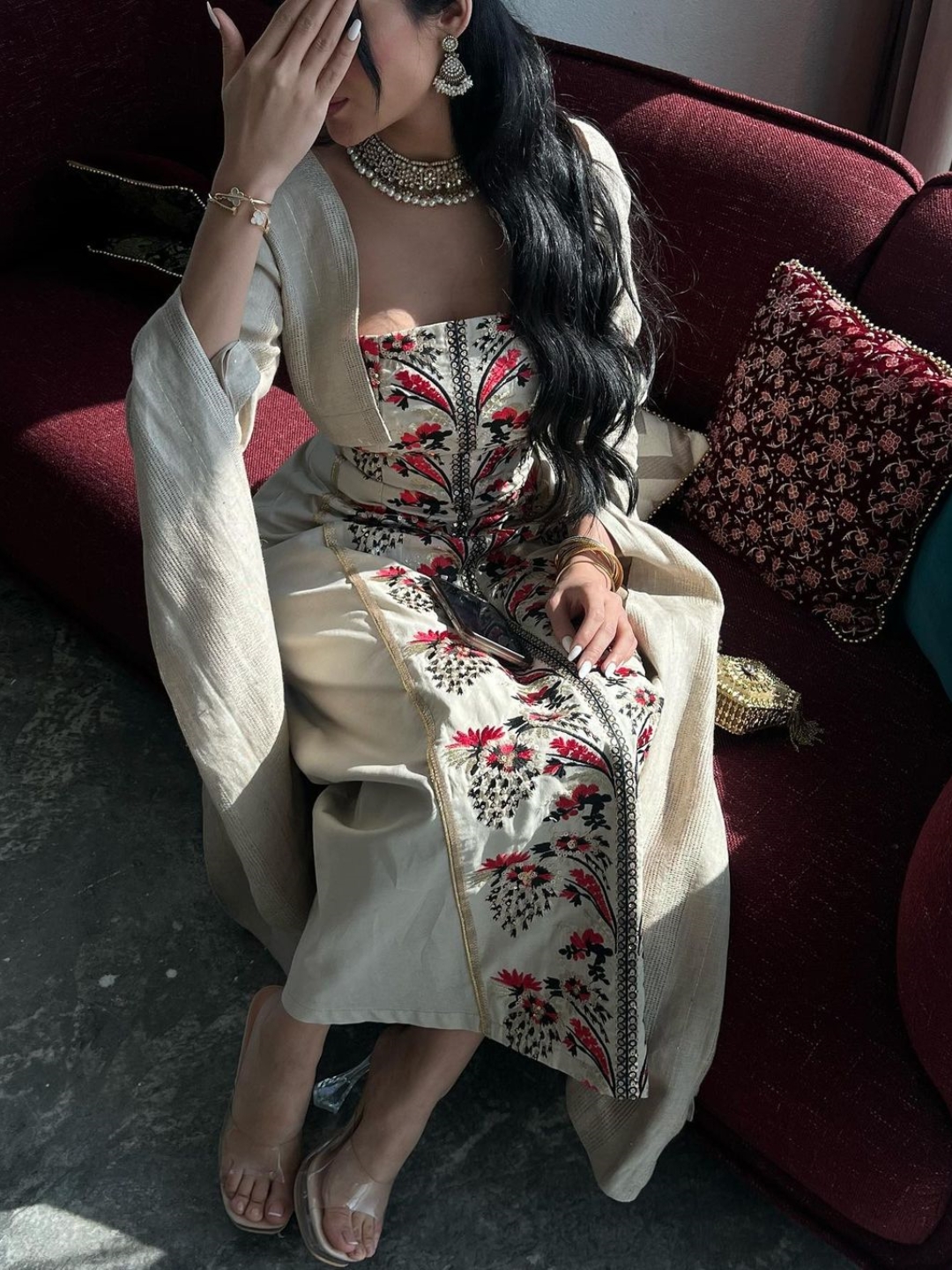 Stylish Tube Top Dress with Retro Pattern and Matching Coat | Oxredo Shop Ramadan Sale