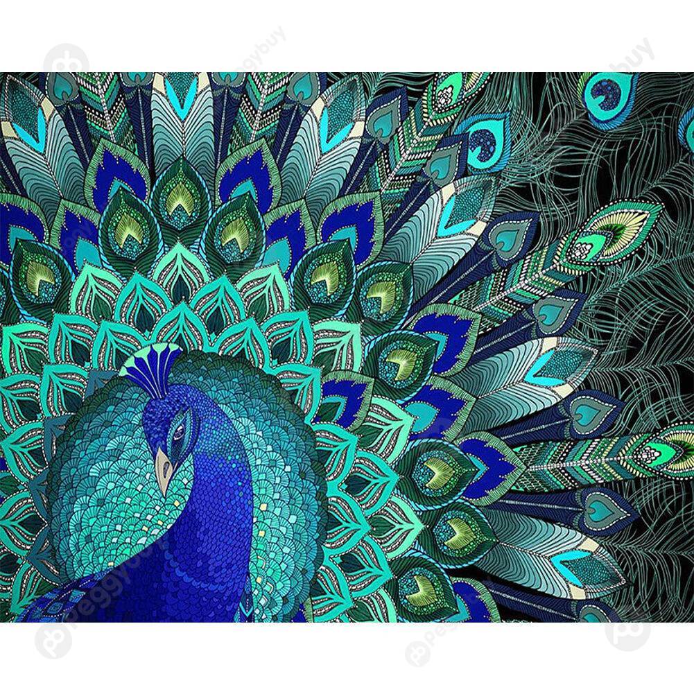 

40*50CM Square Drill Diamond Painting-Blue Peakcock Tail, 501 Original
