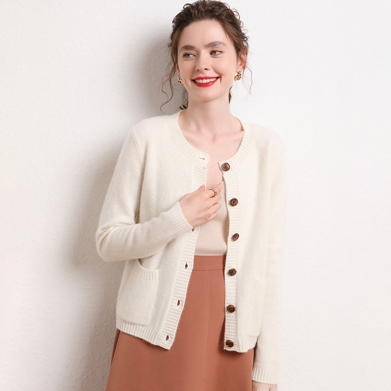 Solid Classic Cashmere Cardigan REAL SILK LIFE