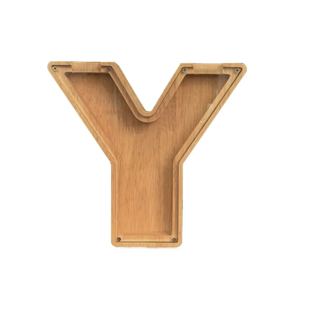 Purexcellent&trade; Wooden creative English letters transparent money jar