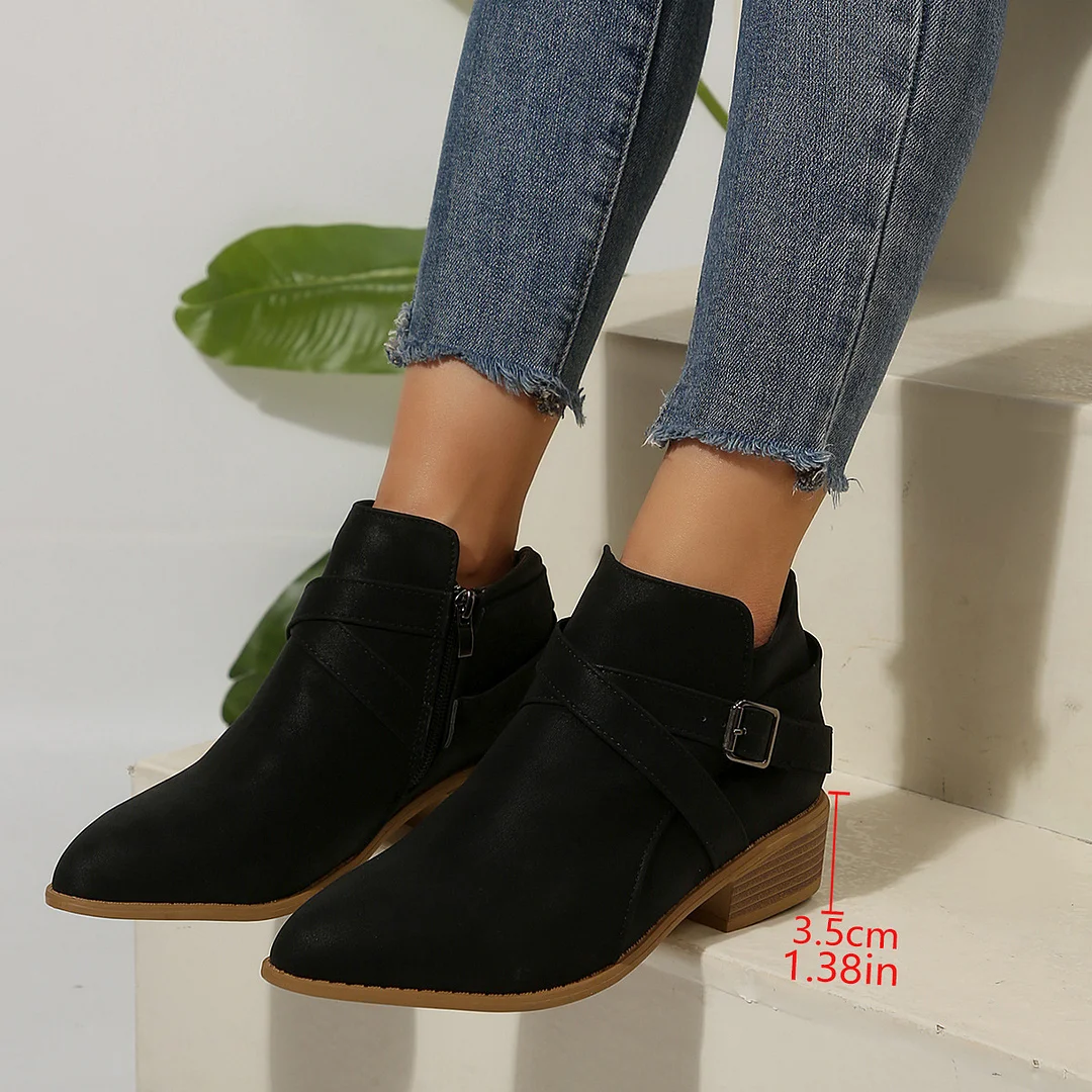 Yyvonne Autumn And Winter New Large-Size Tip Side Zipper Fashion Comfortable Short Boots Women 36-43