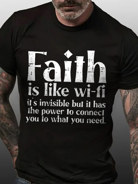 Faith Is Like Wi-fi Printed Men's T-shirt