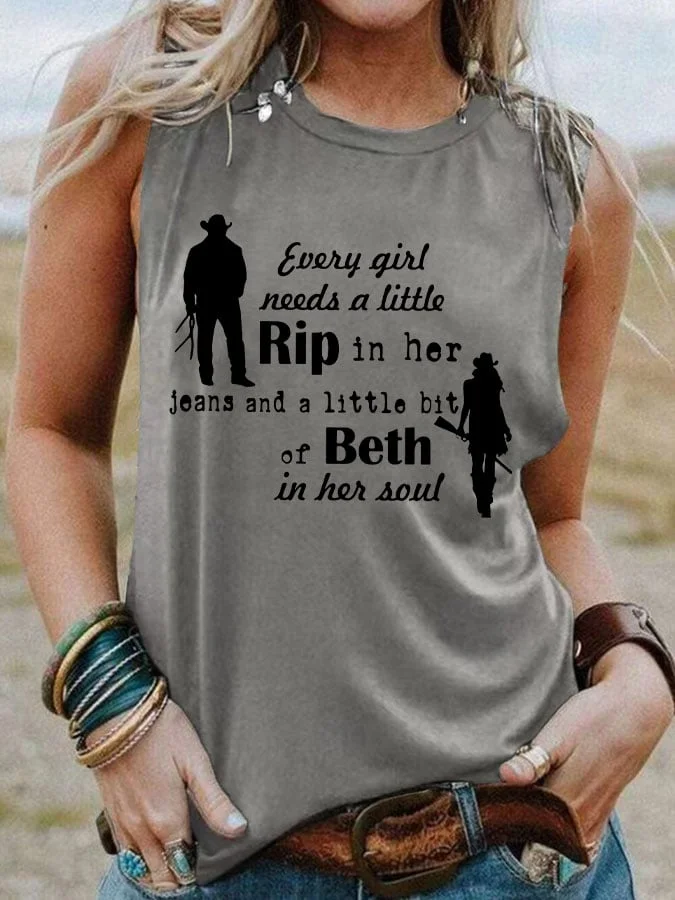 Women'S Rip In Her Jeans And Beth In Her Soul Premium  Print Tank Top socialshop