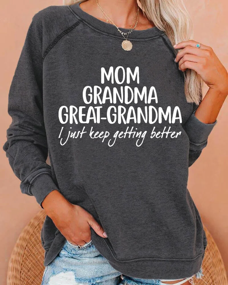 Mom Grandma Great-Grandma Deep Gray Sweatshirt