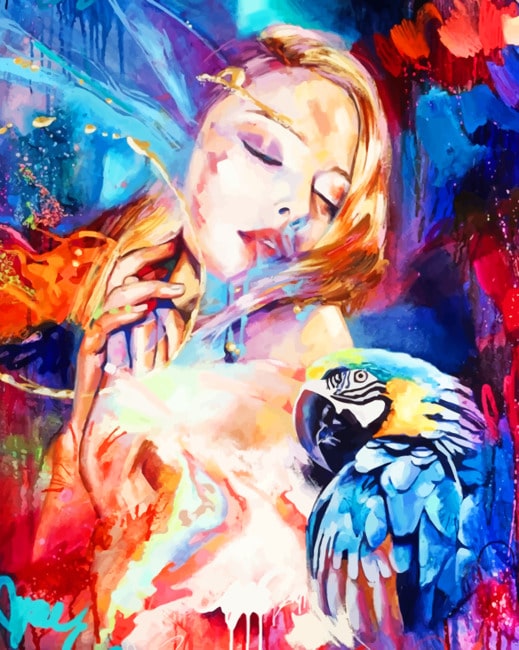 

Colorful Woman And Parrot – Paint By Numbers - 40*50CM, 501 Original