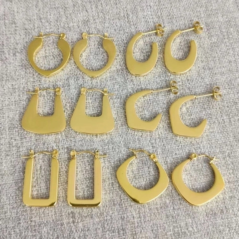 1 Pair Elegant Vintage Style Geometric Solid Color Plating Stainless Steel 18k Gold Plated Drop Earrings