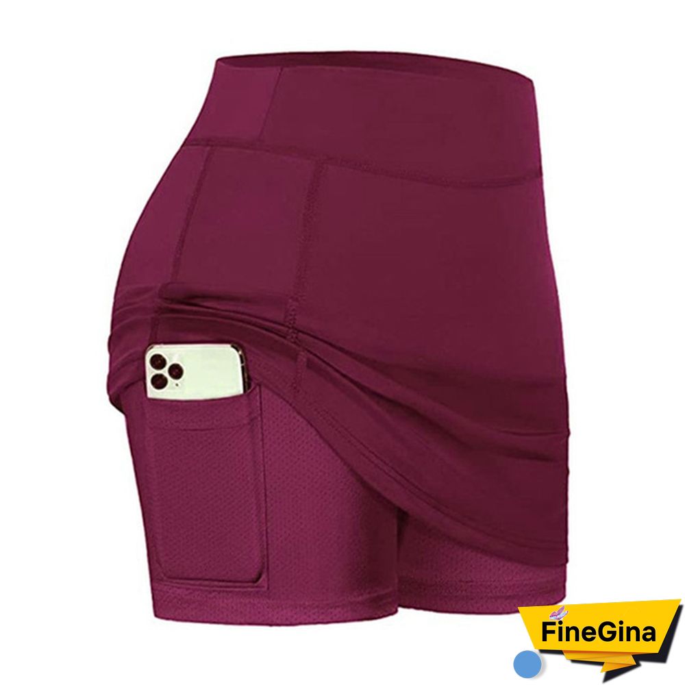 Women Running 2 In 1 Active Skorts Tennis Skirt Workout Clothing High Waist Sport Shorts Fitness Yoga