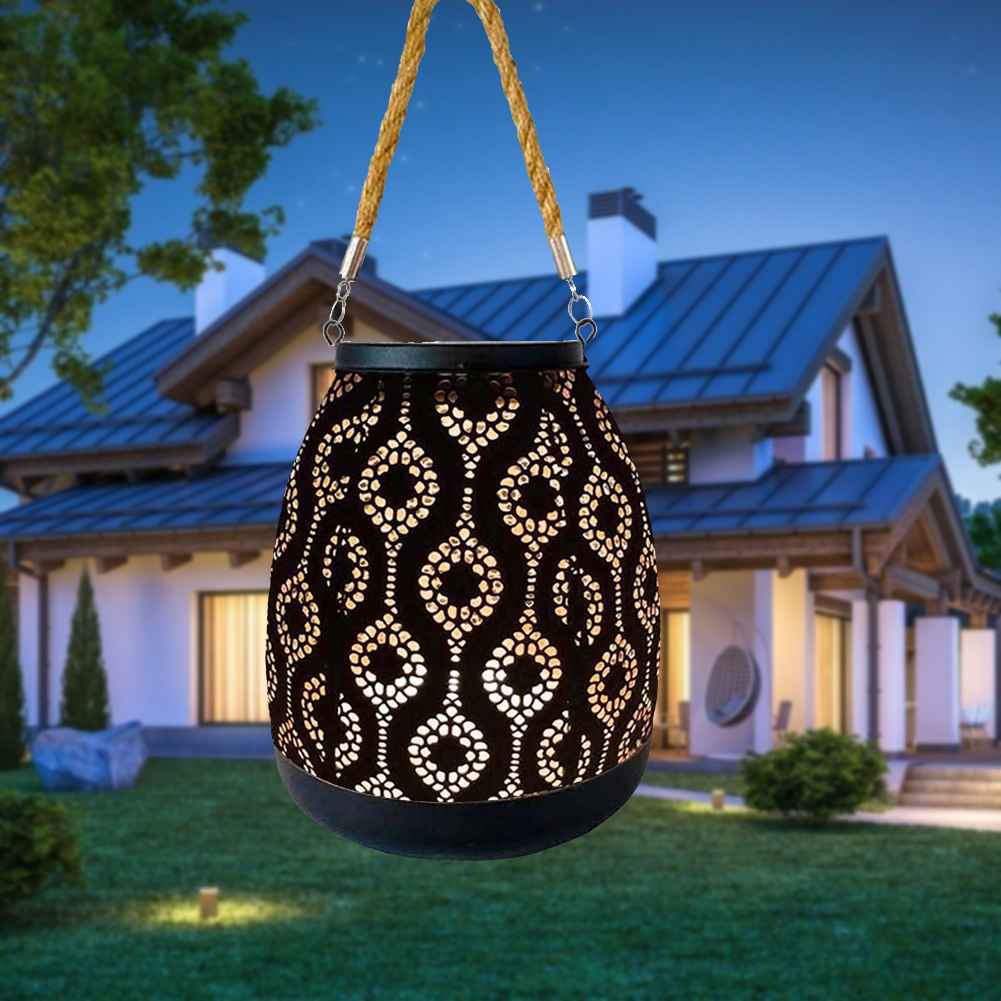 

Waterproof Hollow Lantern Wrought Iron Hanging Solar-Landscape Light, 501 Original