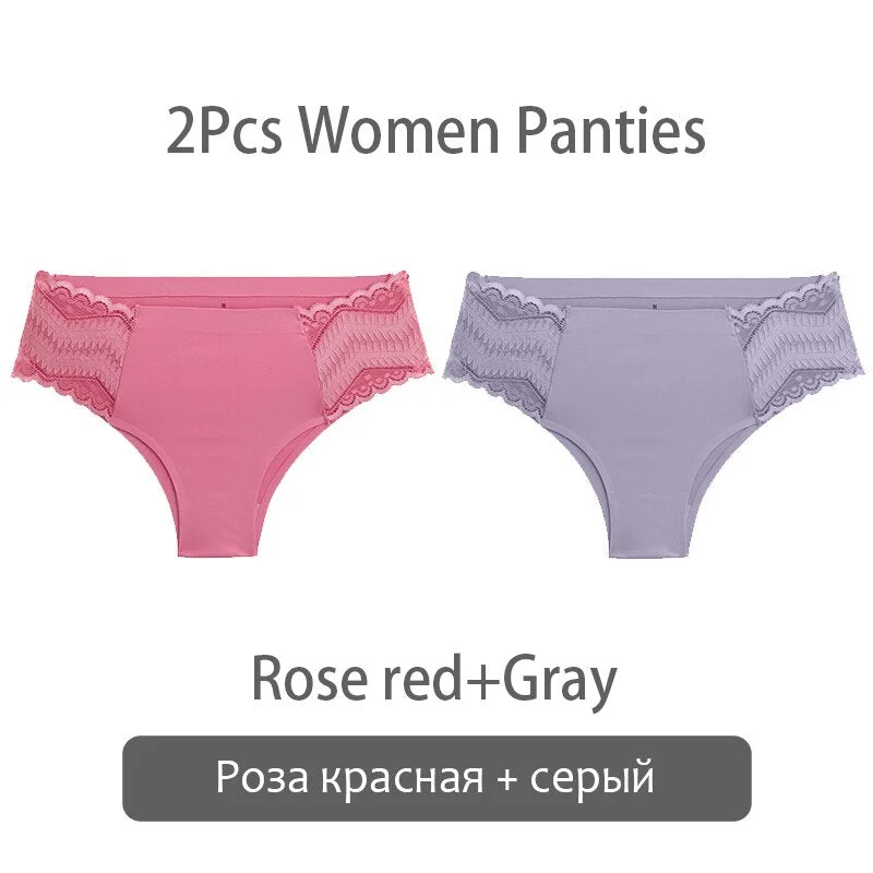 FINETOO Women Patchwork Lace Panties S-XL Seamless Underwear Sexy Low Waist Briefs Comfortable Underpants Ladies Lingerie 2021
