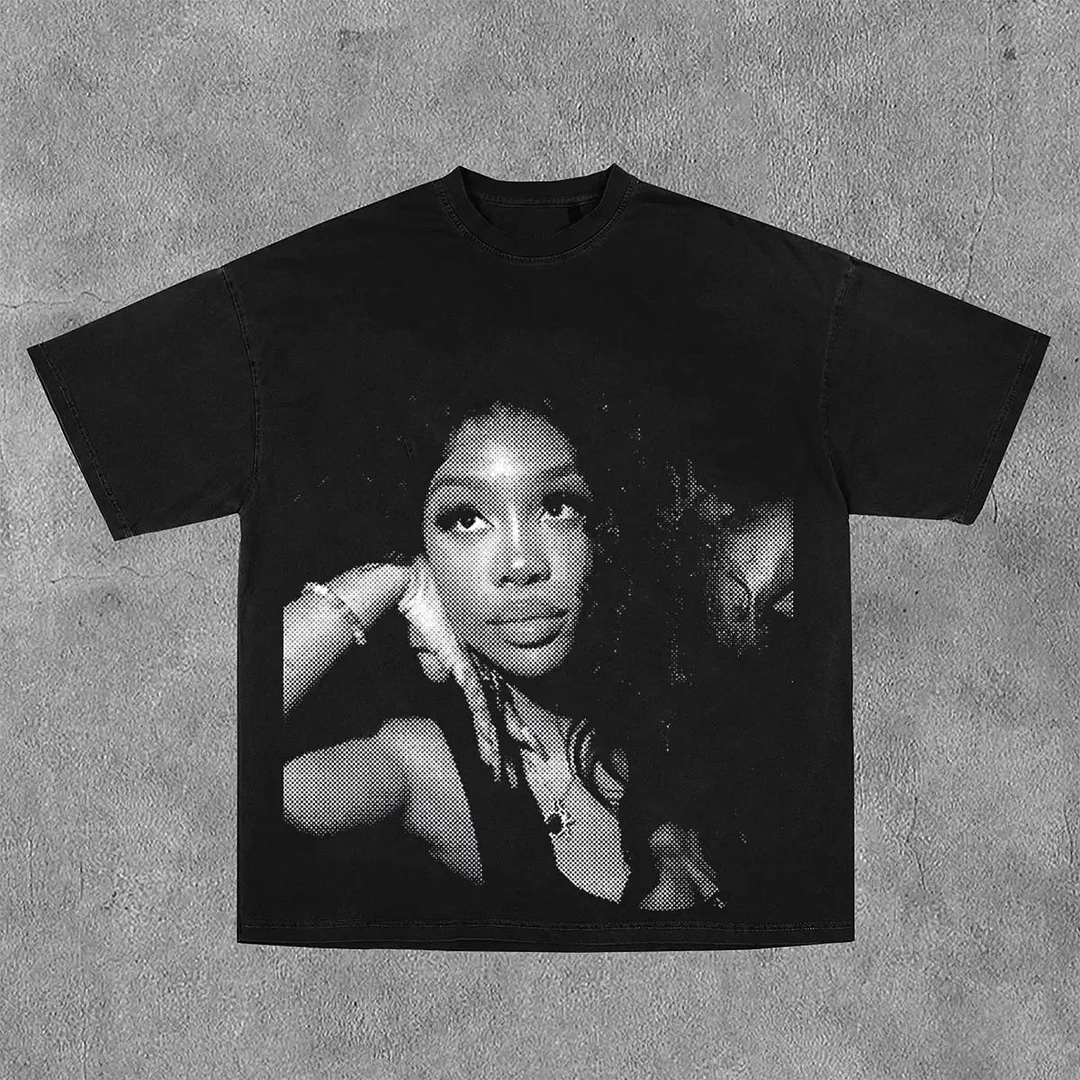 Aonga Y2K Casual Fashion T Shirt Harajuku Hip Hop Figure Graphic Printed T Shirt Gothic Retro Oversized Short Sleeved Mens Womens Tops aonga