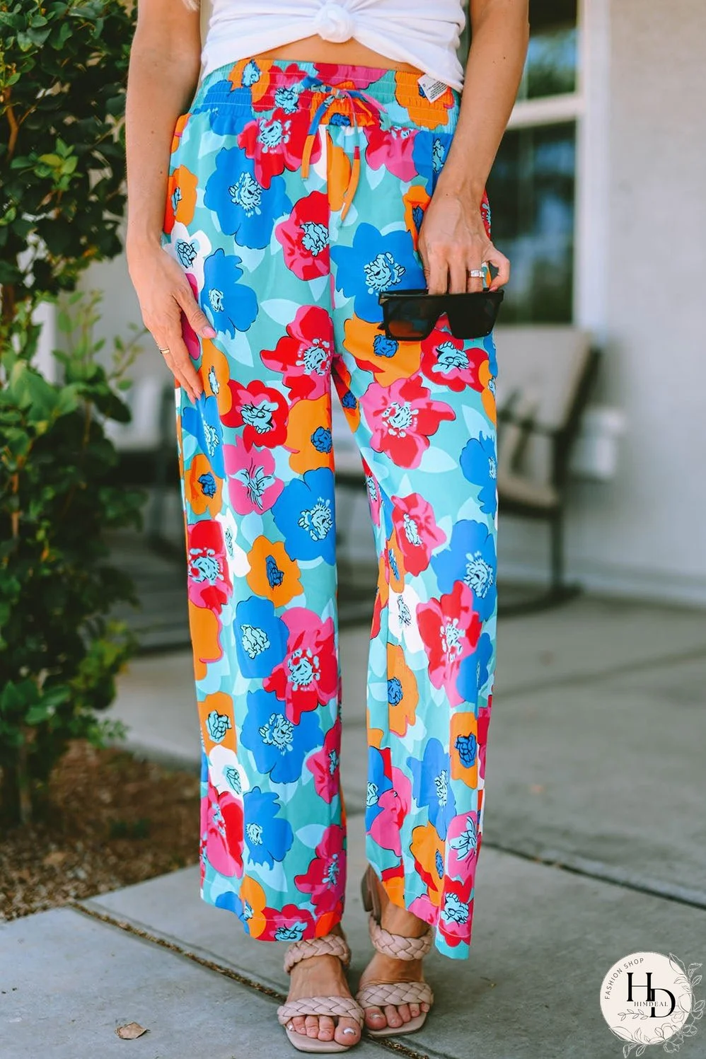 Drawstring Wide Waistband Pants