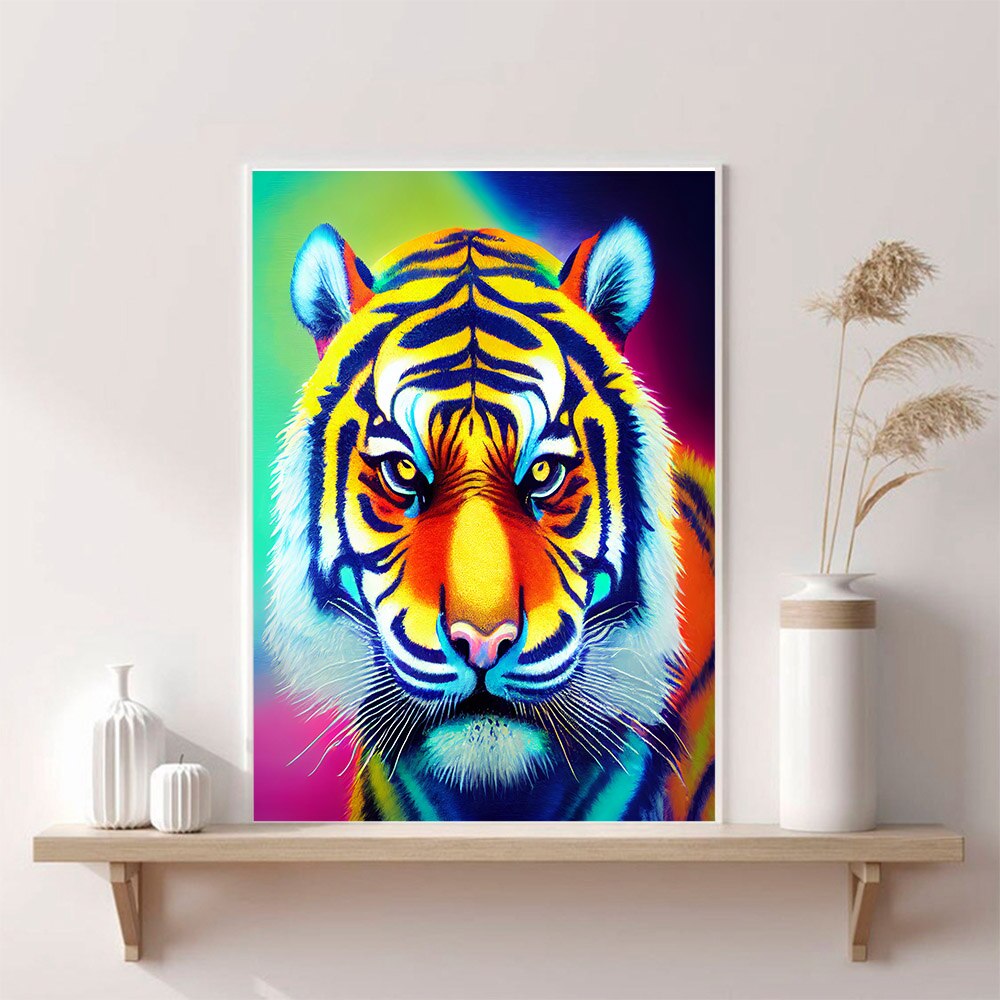 Beauty tiger Print Classic Movie Pictures Home Decor Video Game Wall Pictures Print For Gamer Room Decoration Poster Decoration