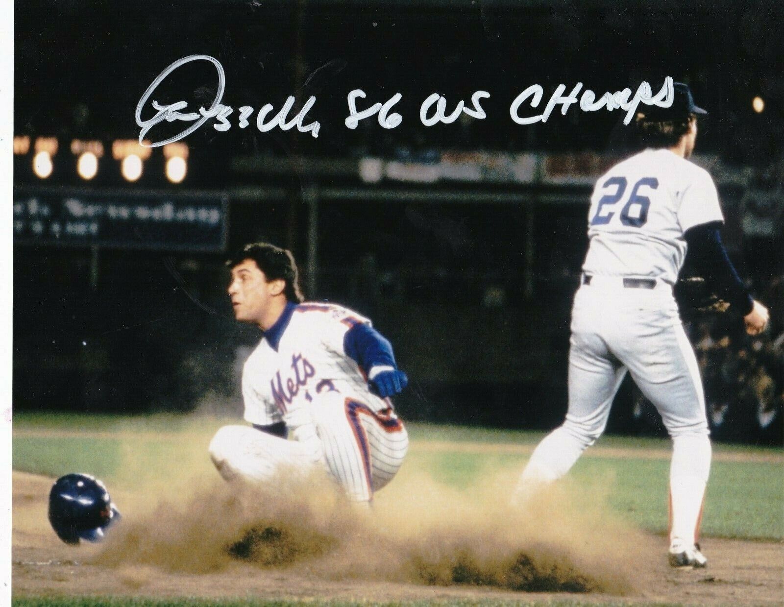 LEE MAZZILLI NEW YORK METS 86 WS CHAMPS ACTION SIGNED 8x10