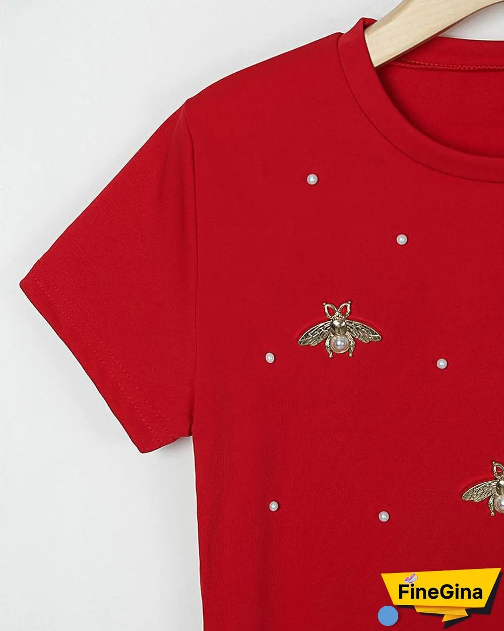 Beaded Detail Short Sleeve T-Shirt P10177