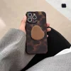 Applicable To iPhone 16/15 Series Brown Leopard Stand Mobile Phone Case