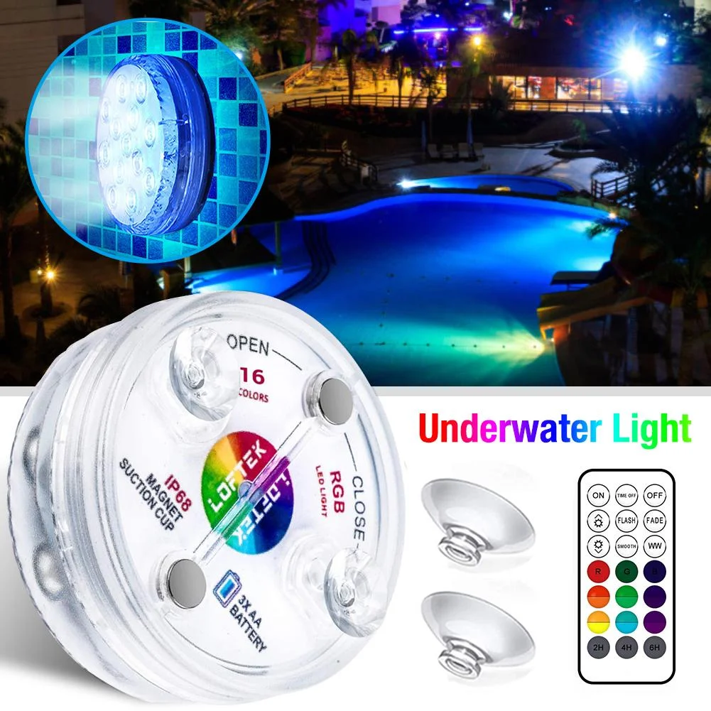 16 Color Underwater Light LED RGB Submersible Swimming Pool Lamp IP68 Waterproof With RF Remote for Fish Tanks Aquariums