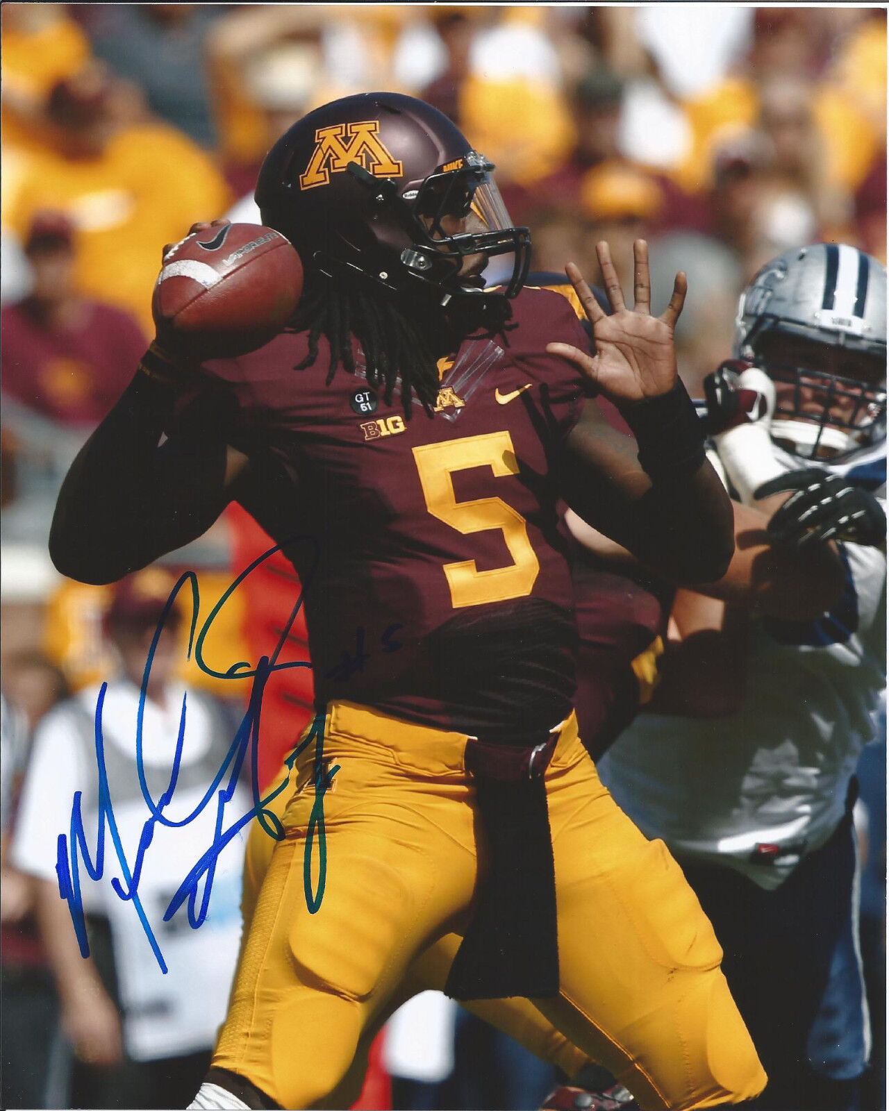 MINNESOTA GOPHERS MARQUEIS GRAY SIGNED 8X10 Photo Poster painting W/COA MARQUIES NFL DRAFT A