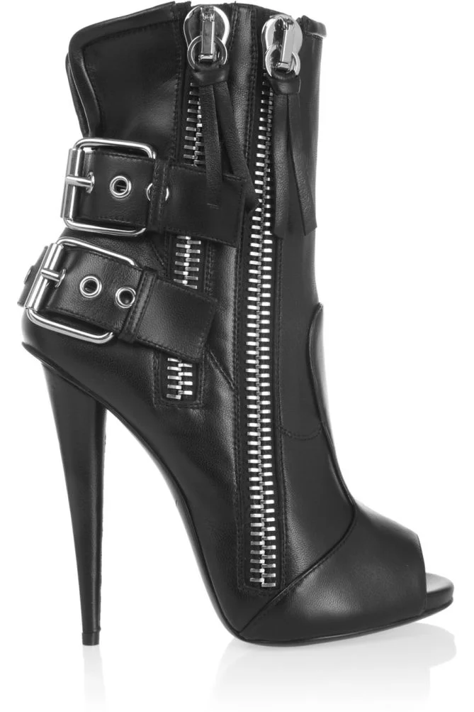 Custom Made Peep Toe Buckles Heel Motorcycle Stiletto Ankle Boots |FSJ Shoes