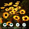 Solar Powered 3/6Head Sunflower Lights Smart Sensor Waterproof Landscape Lights Weather Proof Simulation Sunflower Decorative Lamp for Garden Lawn Courtyard Decor