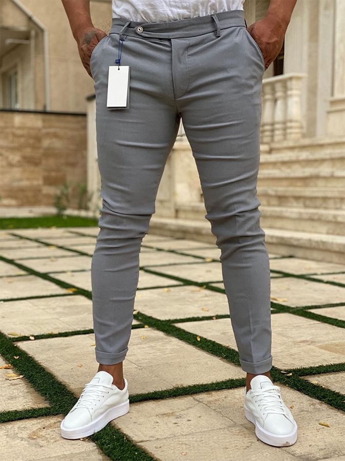 Men's Elegant Trousers In Light Gray