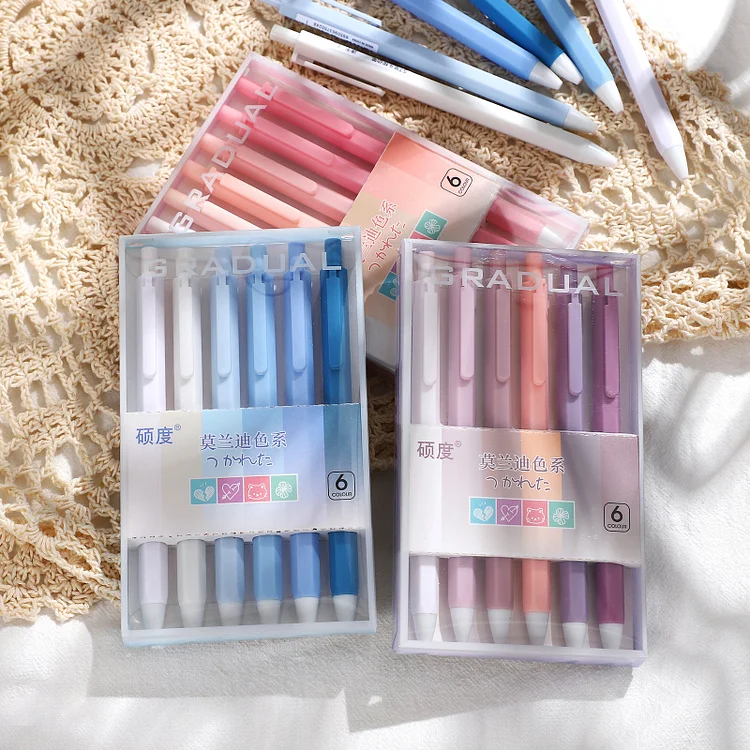 9 Pcss of Morandi Color Gel Pens, Retro Pocket Pen Set, Kawaii