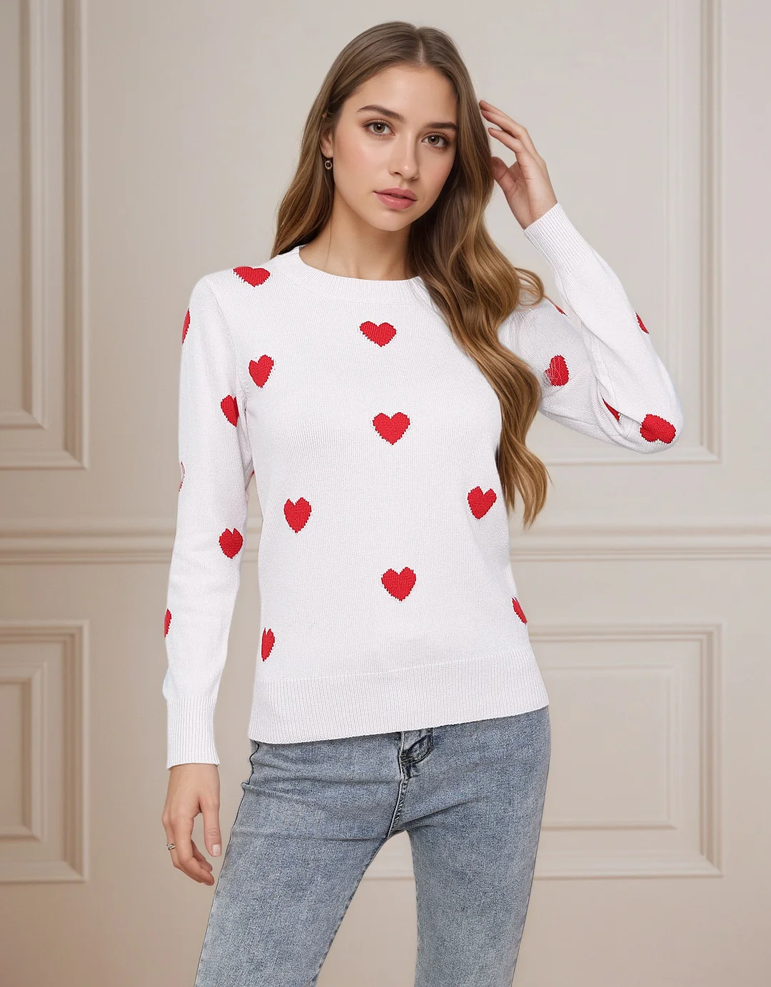 Athvotar Athvotar And Winter New Valentine's Day Sweater Women's Design Love To The Girl With The Collar Knitted Shirt