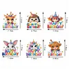 6Pcs Acrylic Animals Birthday Diamond Painting Fridge Stickers for Whiteboards
