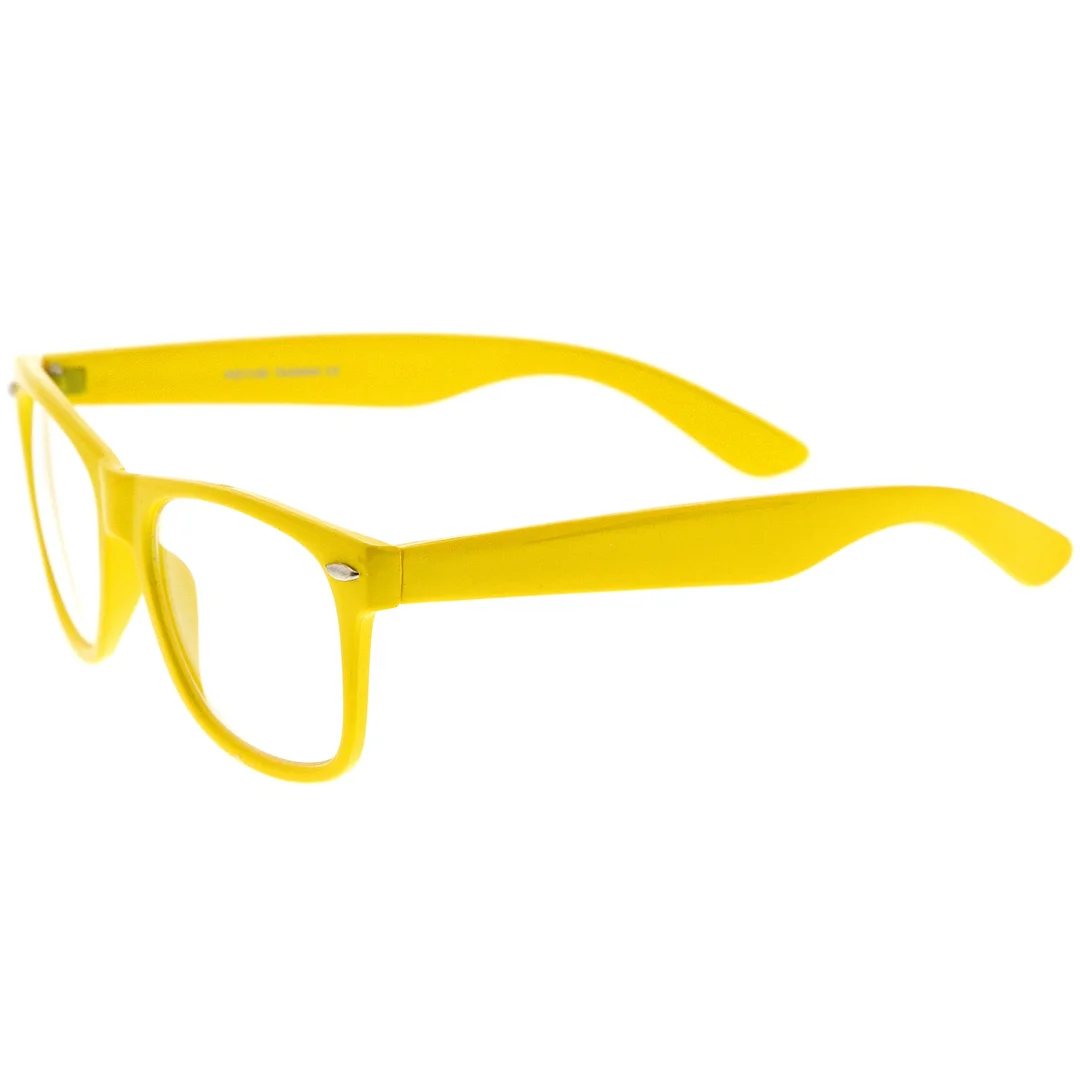 Retro Wide Temple Clear Lens Horn Rimmed Eyeglasses 54mm