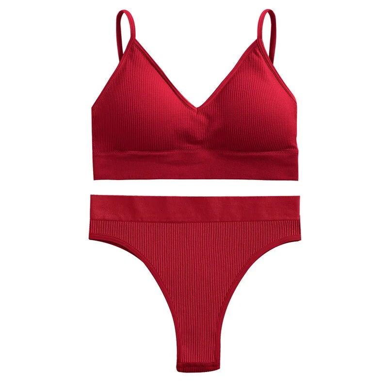 Women‘s Seamless Push Up Bra Sets Ladies Ultrathin Underwear Backless Vest Sexy Bikini Pad Bralette Lingerie Briefs Intimates