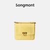 Songmont Medium soft chocolate bags for women shoulder classic chain bags top layer cowhide leather square style
