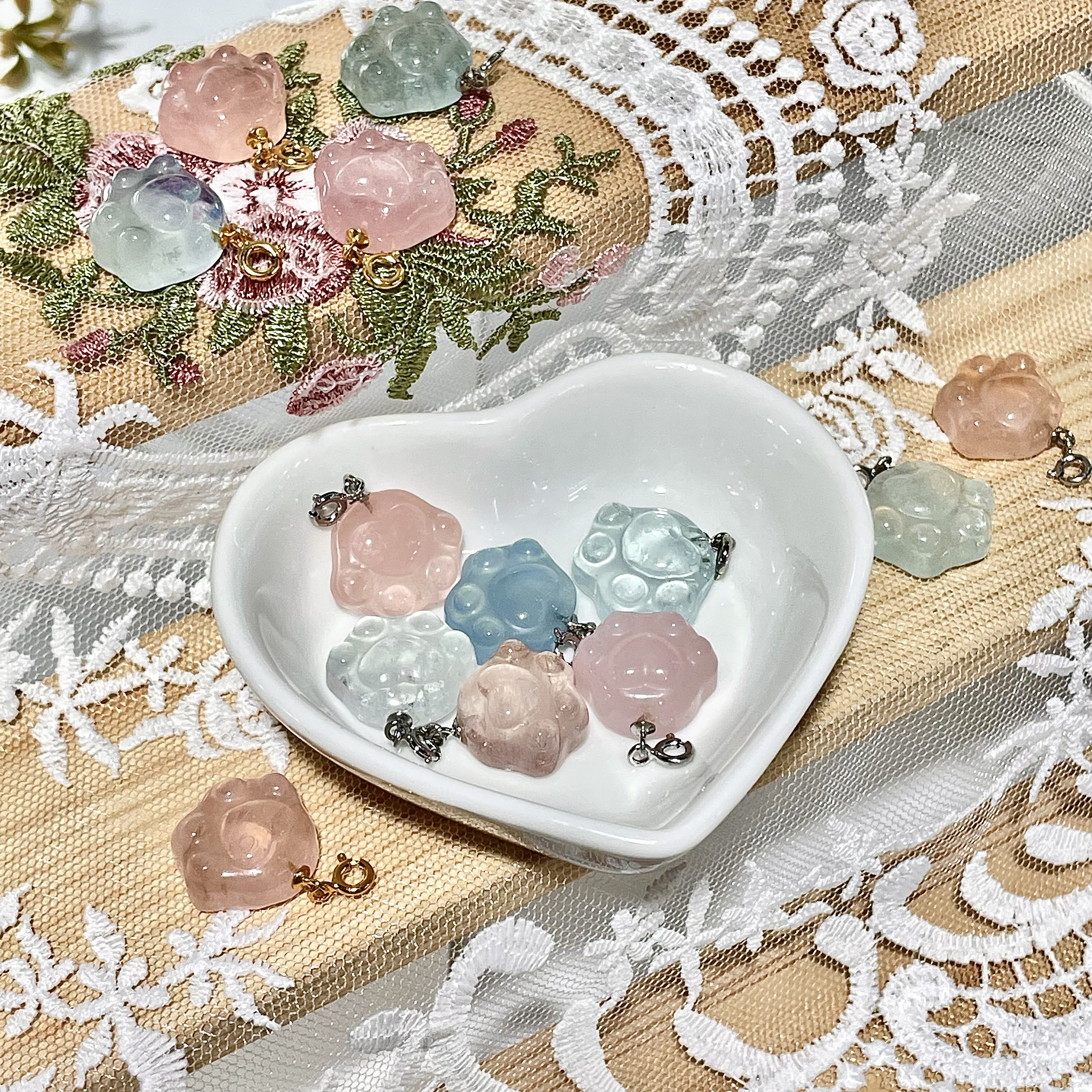 Cute Cat Paw Morganite Pendant 
