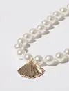 Simple Single-Layer Geometric Round Bead Scallop Necklace