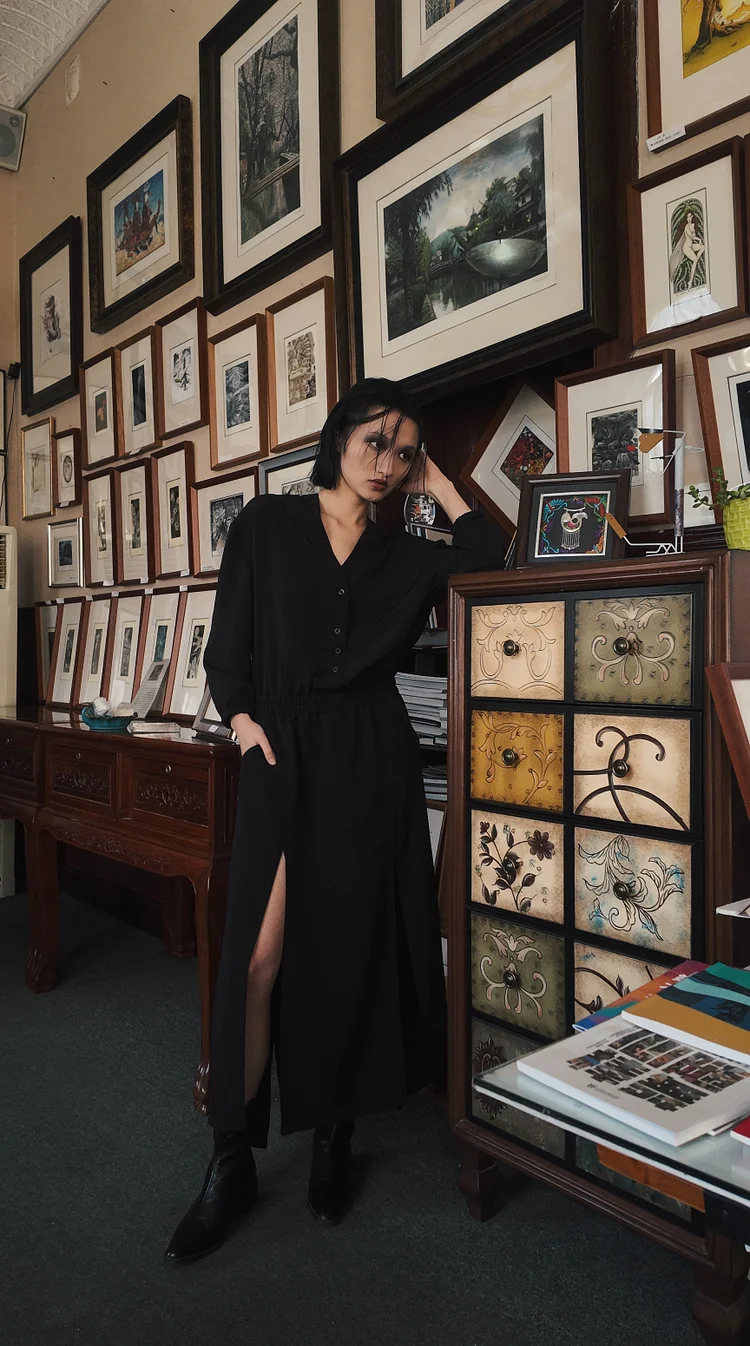 JUMA Two Layer Black Dress  - 18 Recycled Water Bottles - Black