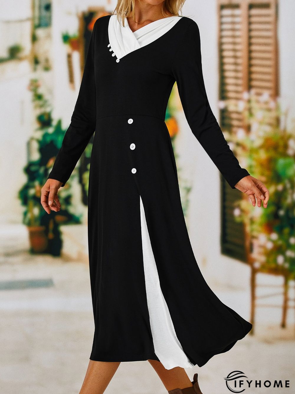 Color Block Asymmetrical Casual Dress | IFYHOME